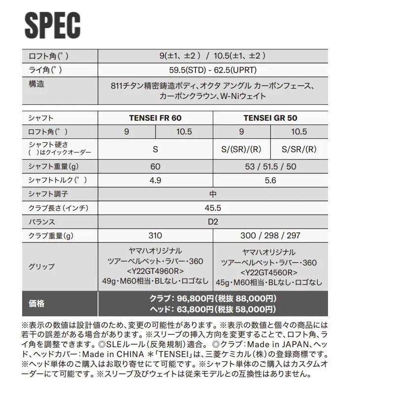【取寄せ商品】RMX DD-1 ドライバー TENSEI GR 50