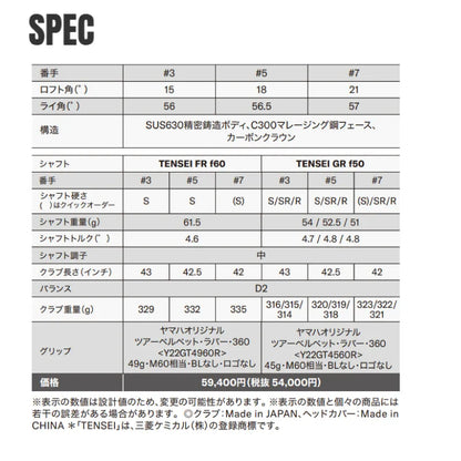 【取寄せ商品】RMX DD フェアウェイウッド TENSEI FR f60(S)